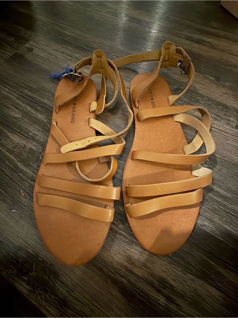 Lucky Brand Women's Tan Strappy Flat Sandals